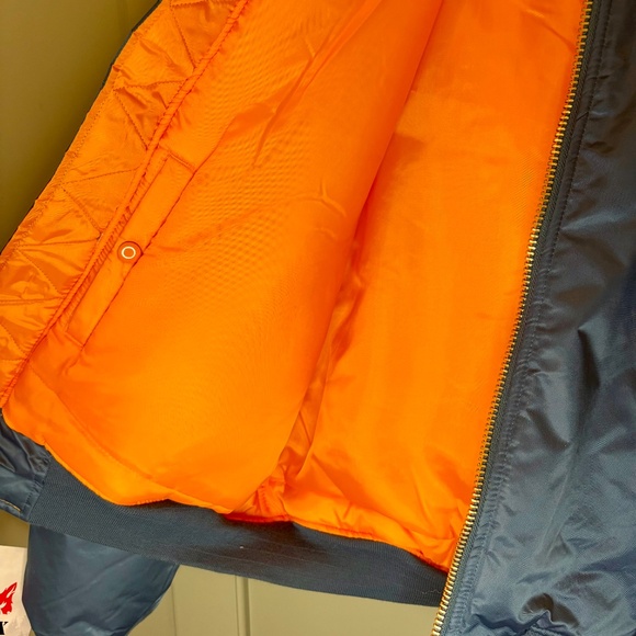 NWT Fox Outdoor MA-1 Reversible Bomber Jacket Men's M Blue/Orange Flight - Picture 6 of 7